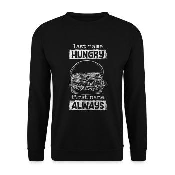 Essen Heißhunger Hotel - Unisex Pullover - Schwarz - Vorne - Alina (178cm) & Michal (187cm)