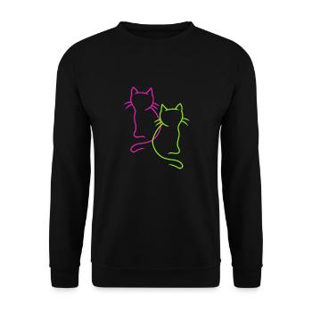 Retro Vintage Katzen 80er 90er - Unisex Pullover - Schwarz - Vorne - Alina (178cm) & Michal (187cm)