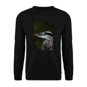 Grand héron Portrait - photographie d’oiseaux - Sweat-shirt Unisexe - noir - Devant - Alina (178cm) & Michal (187cm)