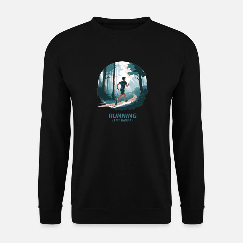 Running is My Therapy – Laufen in der Natur - Unisex Pullover - Schwarz