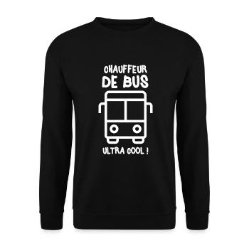 Chauffeur - Bus - Ecole - Ville - Cadeau - Drôle - Sweat-shirt Unisexe - noir - Devant - Alina (178cm) & Michal (187cm)