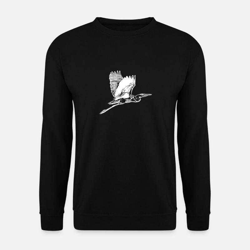 Vintage Graureiher im Flug - Unisex Pullover - Schwarz
