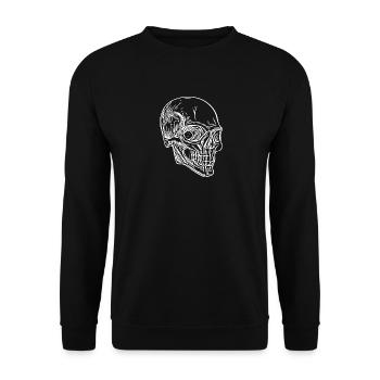 Totenkopf Knochen Halloween Schädel - Unisex Pullover - Schwarz - Vorne - Alina (178cm) & Michal (187cm)