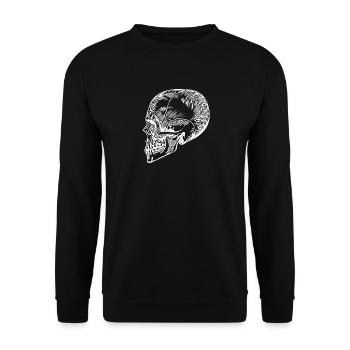 Schädel Knochen Halloween Totenkopf - Unisex Pullover - Schwarz - Vorne - Alina (178cm) & Michal (187cm)