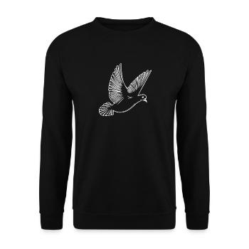 Flying pigeon on wide wings - Unisex Sweatshirt - black - Front - Alina (178cm) & Michal (187cm)