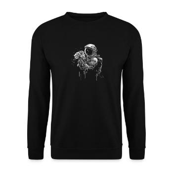Astronaut in Unendlichkeit mit Blumenstrauß - Unisex Pullover - Schwarz - Vorne - Alina (178cm) & Michal (187cm)