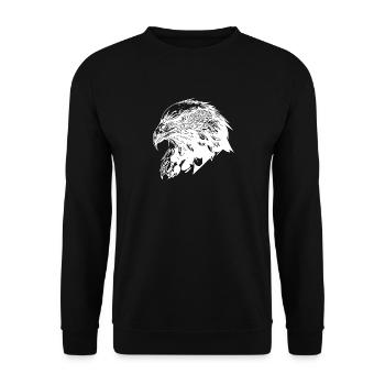 Eleganter Adler in Vintage Tribal Tattoo Style - Unisex Pullover - Schwarz - Vorne - Alina (178cm) & Michal (187cm)