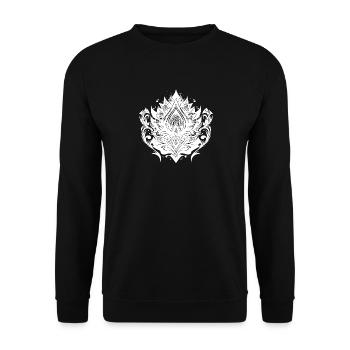 Vintage Lotusblüte Seerose Tattoo Hobby - Unisex Pullover - Schwarz - Vorne - Alina (178cm) & Michal (187cm)