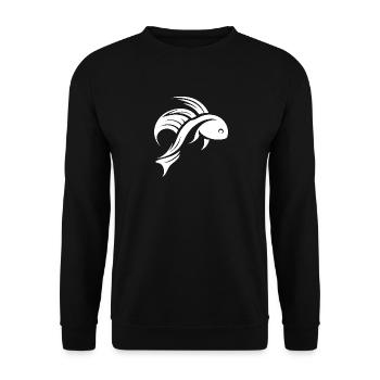 Fight Fish Portrait Tattoo - Unisex Sweatshirt - black - Front - Alina (178cm) & Michal (187cm)