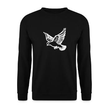 Flying pigeon on large wide wings - Unisex Sweatshirt - black - Front - Alina (178cm) & Michal (187cm)