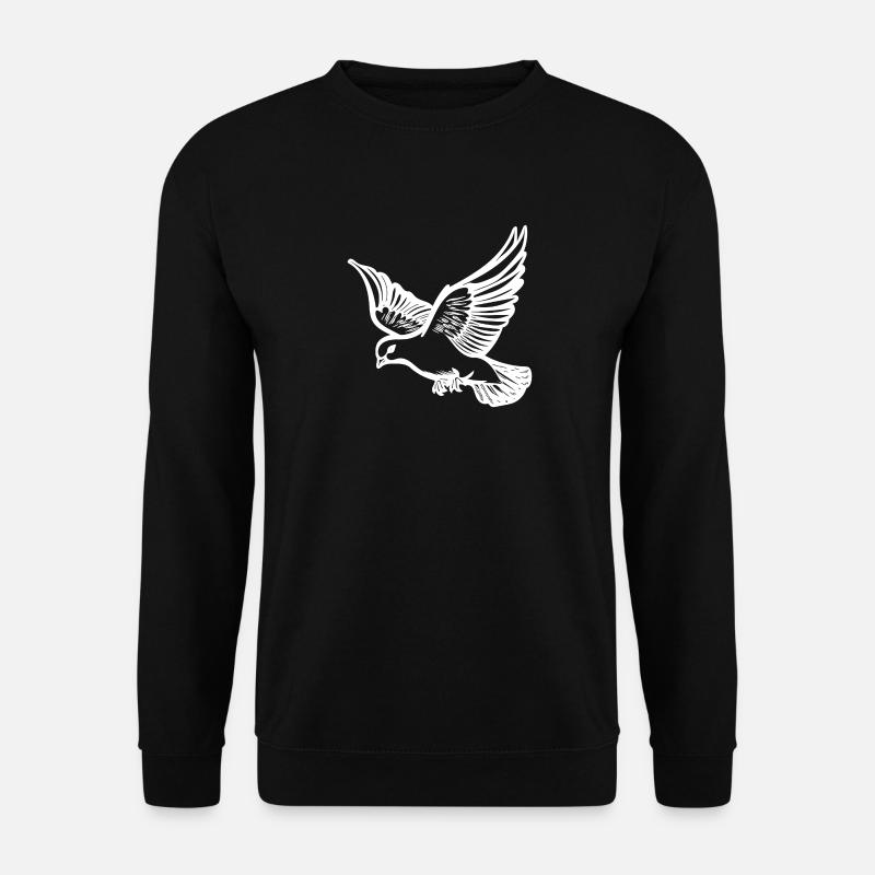 Fliegende Taube auf großen breiten Schwingen - Unisex Pullover - Schwarz