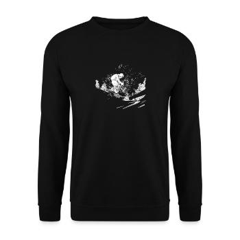 Skifahrer Offroad Outdoor Pulverschnee Style - Unisex Pullover - Schwarz - Vorne - Alina (178cm) & Michal (187cm)