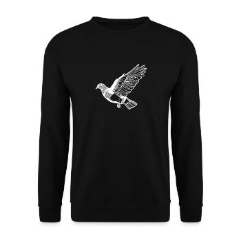 Pretty flying pigeon on wide wings - Unisex Sweatshirt - black - Front - Alina (178cm) & Michal (187cm)