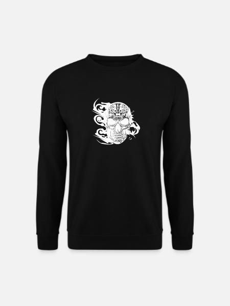 Burning grinning tattoo skull - Unisex Sweatshirt - black