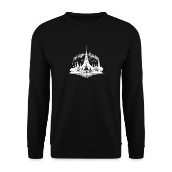 Exotic Thailand Temple Tattoo Style Reminder - Unisex Sweatshirt - black - Front - Alina (178cm) & Michal (187cm)