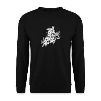 Mud Splash Splash Mountain Biker with Bike - Unisex Sweatshirt - black - Front - Alina (178cm) & Michal (187cm)
