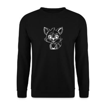 Süsser Kinder Fuchs großen Augen Ohren Portrait - Unisex Pullover - Schwarz - Vorne - Alina (178cm) & Michal (187cm)