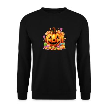 Funny Halloween Cute Pumpkin Sugar Spell - Unisex Sweatshirt - black - Front - Alina (178cm) & Michal (187cm)