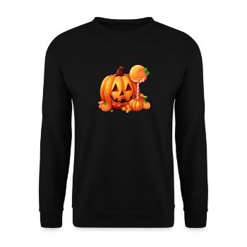 Citrouille d’Halloween mignonne avec des bonbons - Sweat-shirt Unisexe - noir - Devant - Alina (178cm) & Michal (187cm)
