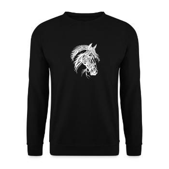 Cheval robuste à crinière Dressage équestre Sports équestres - Sweat-shirt Unisexe - noir - Devant - Alina (178cm) & Michal (187cm)