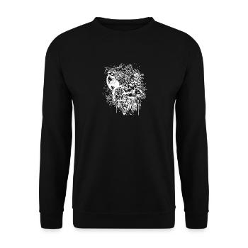 Blumen Papagei Vintage Vogel Portrait Zeichnung - Unisex Pullover - Schwarz - Vorne - Alina (178cm) & Michal (187cm)