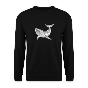 Vintage Wal gewaltiges schwimmendes Meerestier - Unisex Pullover - Schwarz - Vorne - Alina (178cm) & Michal (187cm)