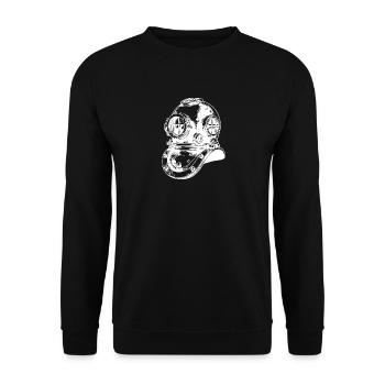 Historischer Antiker Taucherhelm - Unisex Pullover - Schwarz - Vorne - Alina (178cm) & Michal (187cm)