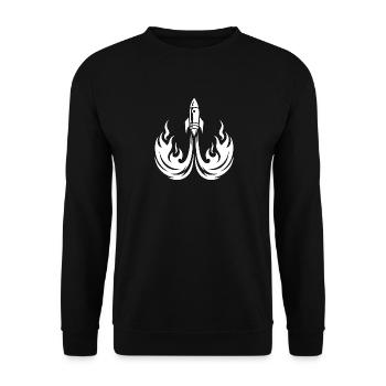 Launching spaceship in fire flames - Unisex Sweatshirt - black - Front - Alina (178cm) & Michal (187cm)