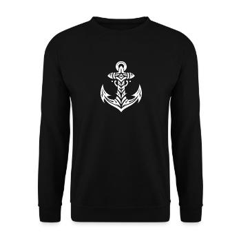 Alter Anker mit im Tribal Tattoo Style - Unisex Pullover - Schwarz - Vorne - Alina (178cm) & Michal (187cm)