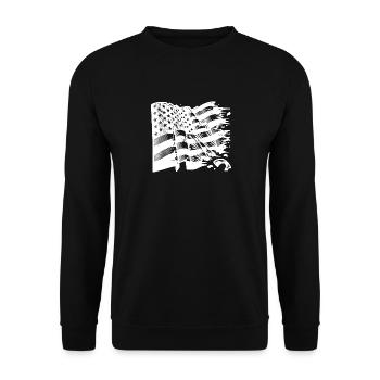 USA Flagge Tattoo Style - Unisex Pullover - Schwarz - Vorne - Alina (178cm) & Michal (187cm)