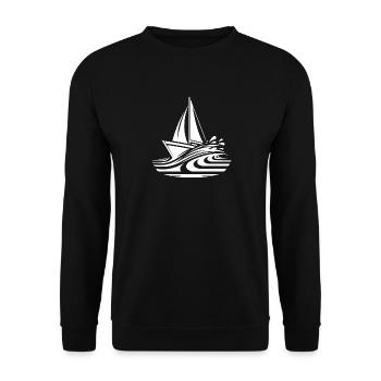 Fast sailboat on course in big waves - Unisex Sweatshirt - black - Front - Alina (178cm) & Michal (187cm)