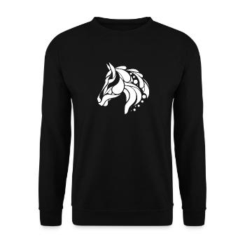 Tatouage de poney de portrait de tête de cheval - Sweat-shirt Unisexe - noir - Devant - Alina (178cm) & Michal (187cm)
