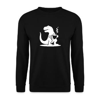 T-Rex avec tasse à café Evil Caffeine Dinosaur - Sweat-shirt Unisexe - noir - Devant - Alina (178cm) & Michal (187cm)