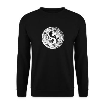 Cercle de yoga élégant Yin et Yang Koi Carp - Sweat-shirt Unisexe - noir - Devant - Alina (178cm) & Michal (187cm)