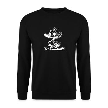 Dessin d’un bébé canard avec un énorme bec - Sweat-shirt Unisexe - noir - Devant - Alina (178cm) & Michal (187cm)