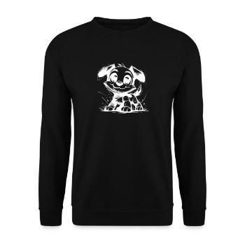 Kinder Baby Hund Bleistift Skizze mit großen Augen - Unisex Pullover - Schwarz - Vorne - Alina (178cm) & Michal (187cm)