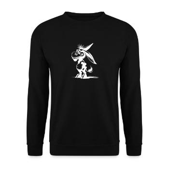 Smiling Donkey Grinning Long-Eared Caricature - Unisex Sweatshirt - black - Front - Alina (178cm) & Michal (187cm)