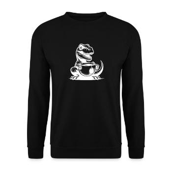Dino de bureau très drôle tea-rex avec tasse - Sweat-shirt Unisexe - noir - Devant - Alina (178cm) & Michal (187cm)