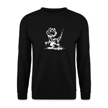Kinder Zeichnung Frecher Raptor Baby Dino Skizze - Unisex Pullover - Schwarz - Vorne - Alina (178cm) & Michal (187cm)
