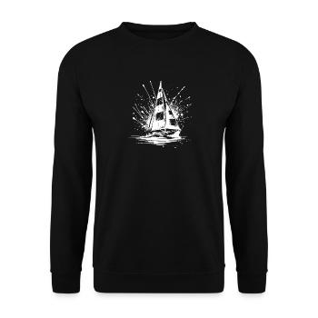 Small sailboat with swell splash look - Unisex Sweatshirt - black - Front - Alina (178cm) & Michal (187cm)