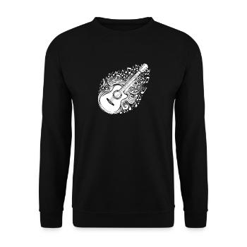 Guitar with Flying Music Sheet Music - Unisex Sweatshirt - black - Front - Alina (178cm) & Michal (187cm)