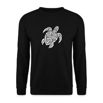 Elegant Tribal Tattoo Water Turtle - Unisex Sweatshirt - black - Front - Alina (178cm) & Michal (187cm)