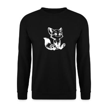 Curious Fox Drawing Seated Fox - Unisex Sweatshirt - black - Front - Alina (178cm) & Michal (187cm)