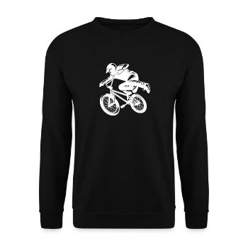 BMX Bike Stunt Fahrer Downhill Sprung Style - Unisex Pullover - Schwarz - Vorne - Alina (178cm) & Michal (187cm)