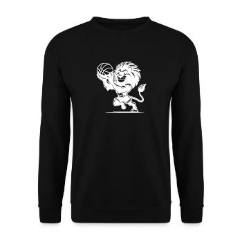Stürmischer Löwe mit Basketball - Unisex Pullover - Schwarz - Vorne - Alina (178cm) & Michal (187cm)