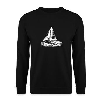 Schneller Katamaran Segelboot in großen Wellen - Unisex Pullover - Schwarz - Vorne - Alina (178cm) & Michal (187cm)