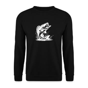 Zander fish jumps elegantly out of the water - Unisex Sweatshirt - black - Front - Alina (178cm) & Michal (187cm)