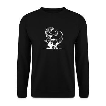 Friendly Smiling T-Rex Dino Drawing - Unisex Sweatshirt - black - Front - Alina (178cm) & Michal (187cm)