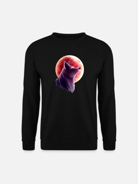 Wolf und Blutmond 2 - Unisex Pullover - Schwarz