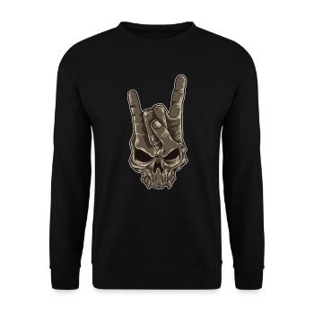 Devil Horns Sign | Heavy Metal Hand Gesture Music - Unisex Sweatshirt - black - Front - Alina (178cm) & Michal (187cm)